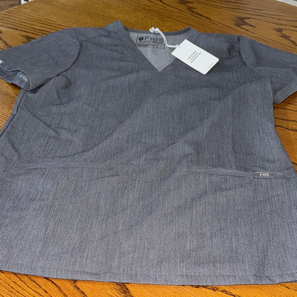 Figs Charcoal V-Neck Scrub Top
